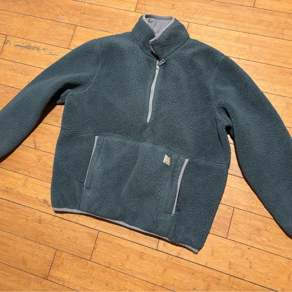 Carhartt Gray and Teal Fleece Pullover